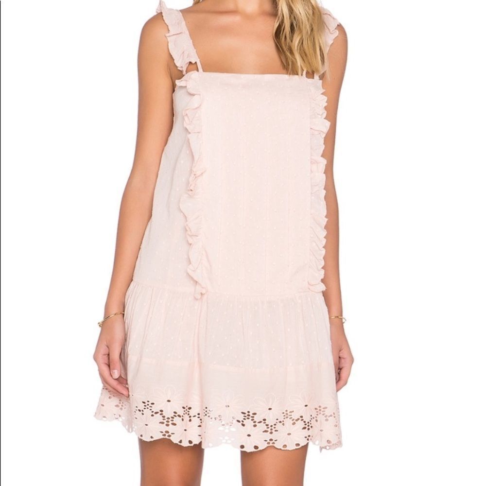 Tularosa x Revolve Annabel pink Ruffle Dress Size small NWOT